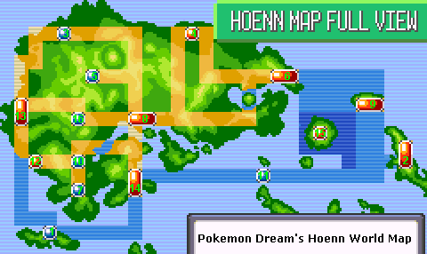 Pokemon World  on Ruby Sapphire   World Map    Pokedream